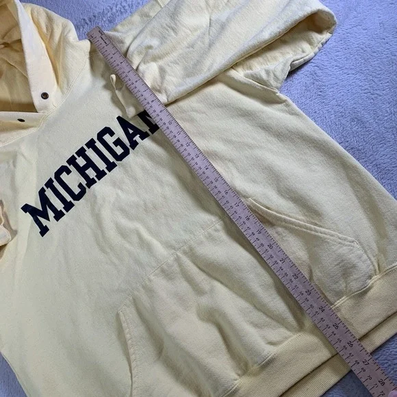 Vintage Michigan Wolverines Hoodie Mens Large Yellow 90s Reverse Weave USA Made - Picture 6 of 8